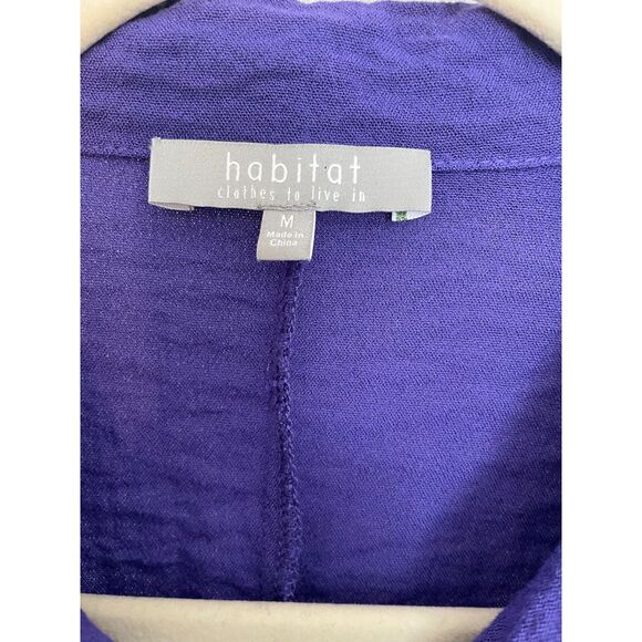 Habitat Crinkle Fabric Button Front Swing Shirt Purple Size Medium Style 30644 - Picture 5 of 7